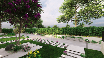 Front and back yard landscape design example 4